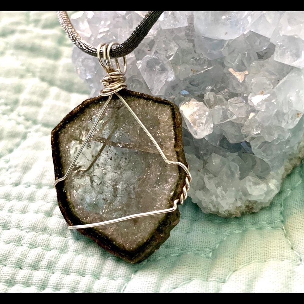 Tourmaline polished crystal slice Pendant - Picture 4 of 8